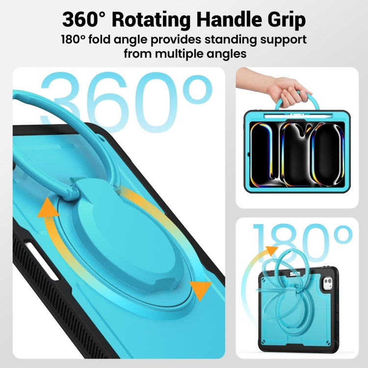 For iPad Pro 11 2025 / 2024 Honeycomb Hybrid Tablet Case with Handle Holder & Strap