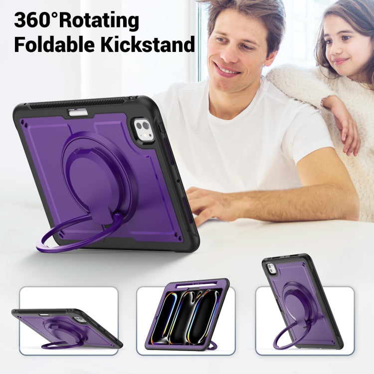 For iPad Pro 11 2025 / 2024 Honeycomb Hybrid Tablet Case with Handle Holder & Strap