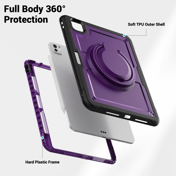 For iPad Pro 11 2025 / 2024 Honeycomb Hybrid Tablet Case with Handle Holder & Strap