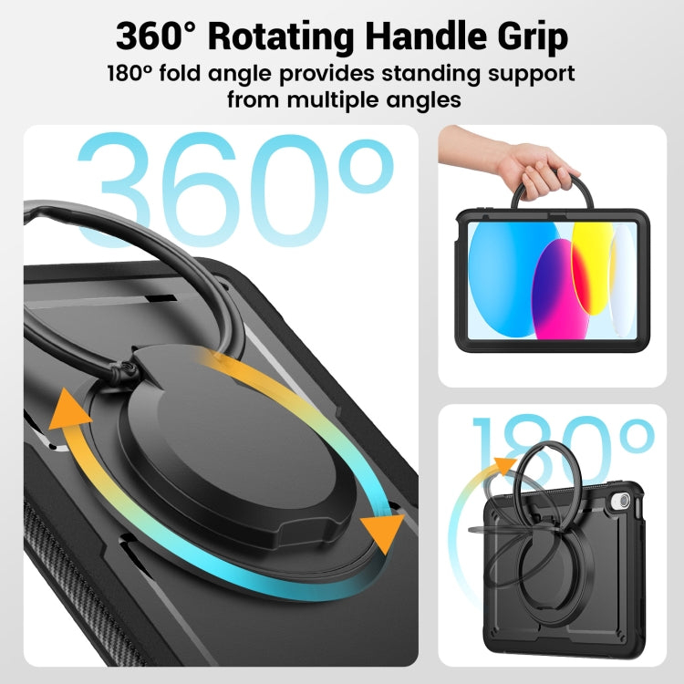 For iPad 2025 / 2022 Honeycomb Hybrid Tablet Case with Handle Holder & Strap