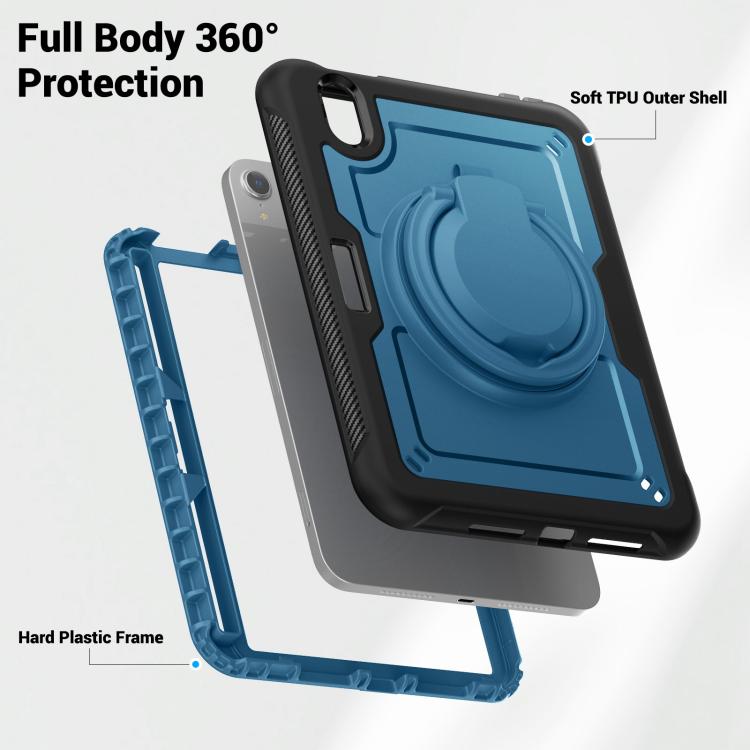 For iPad mini 2024 / mini 6 Honeycomb Hybrid Tablet Case with Handle Holder & Strap