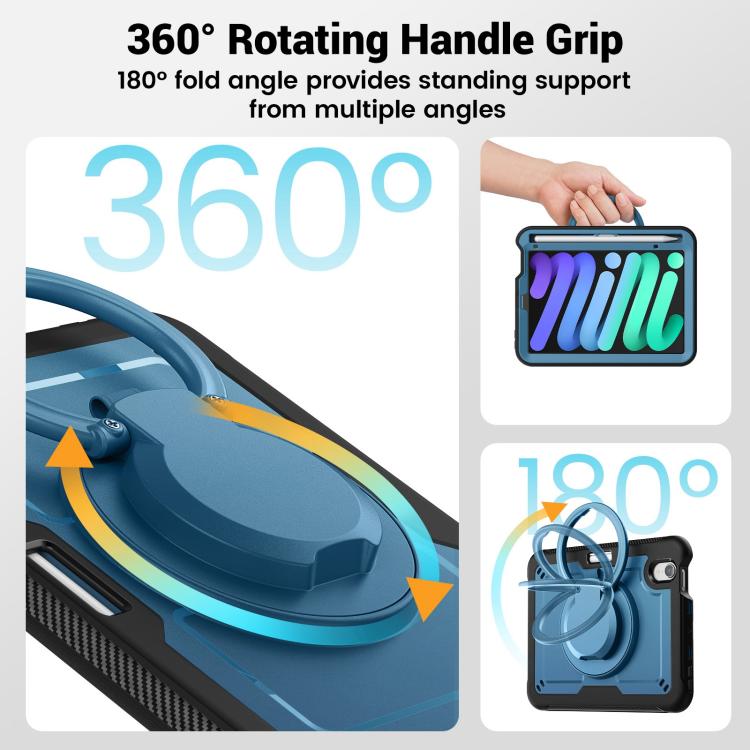 For iPad mini 2024 / mini 6 Honeycomb Hybrid Tablet Case with Handle Holder & Strap