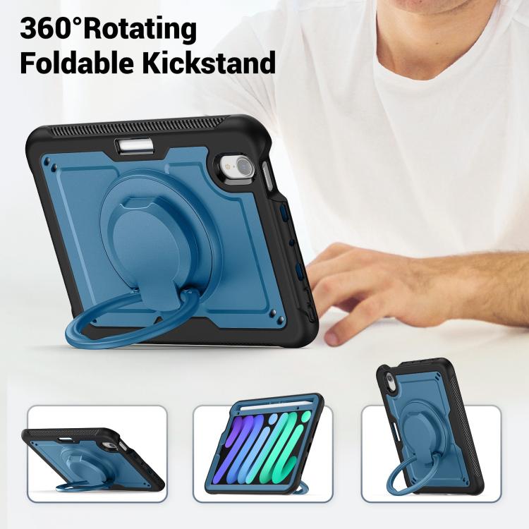 For iPad mini 2024 / mini 6 Honeycomb Hybrid Tablet Case with Handle Holder & Strap