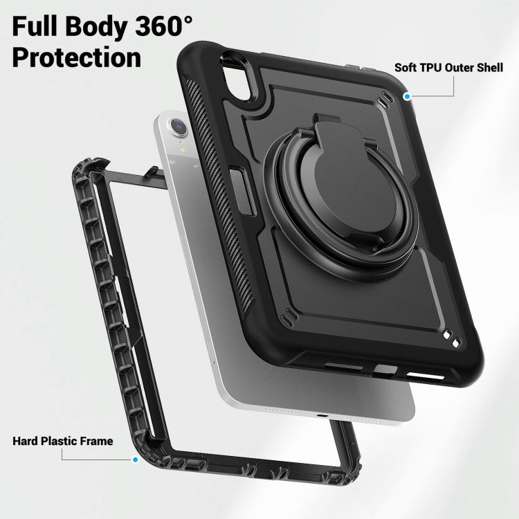 For iPad mini 2024 / mini 6 Honeycomb Hybrid Tablet Case with Handle Holder & Strap