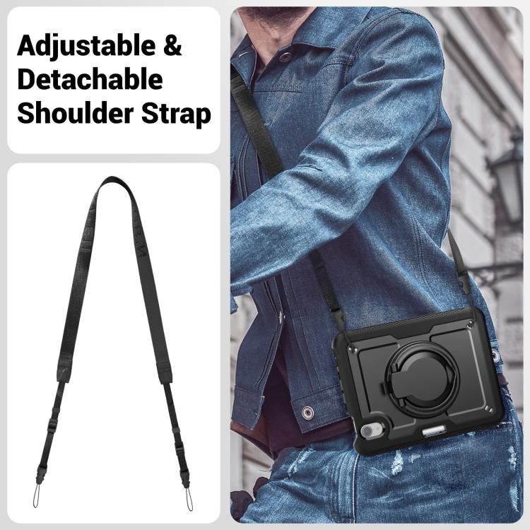 For iPad mini 2024 / mini 6 Honeycomb Hybrid Tablet Case with Handle Holder & Strap