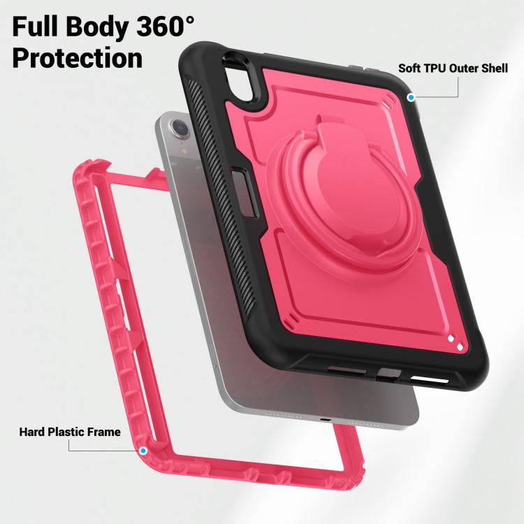 For iPad mini 2024 / mini 6 Honeycomb Hybrid Tablet Case with Handle Holder & Strap