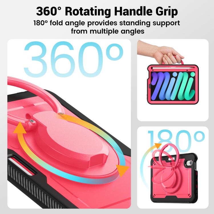 For iPad mini 2024 / mini 6 Honeycomb Hybrid Tablet Case with Handle Holder & Strap