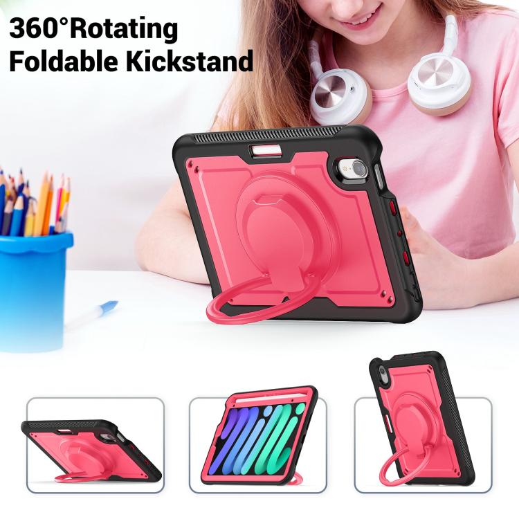 For iPad mini 2024 / mini 6 Honeycomb Hybrid Tablet Case with Handle Holder & Strap