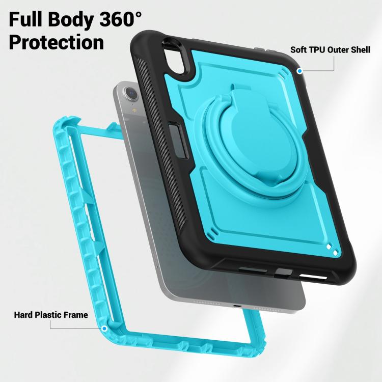For iPad mini 2024 / mini 6 Honeycomb Hybrid Tablet Case with Handle Holder & Strap