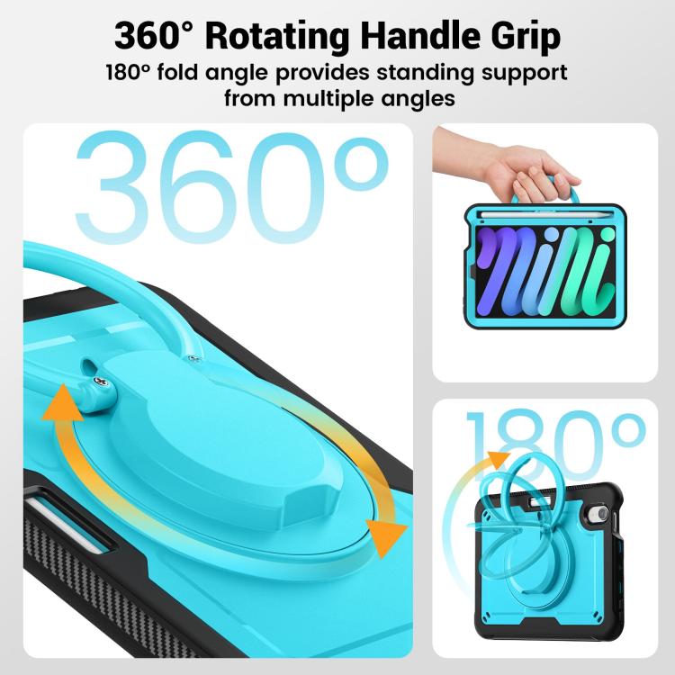 For iPad mini 2024 / mini 6 Honeycomb Hybrid Tablet Case with Handle Holder & Strap