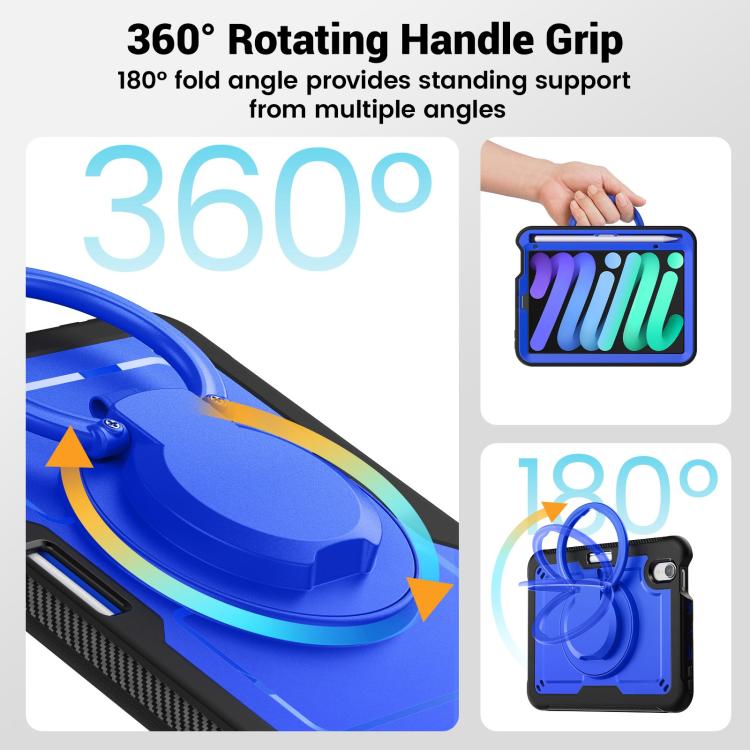 For iPad mini 2024 / mini 6 Honeycomb Hybrid Tablet Case with Handle Holder & Strap