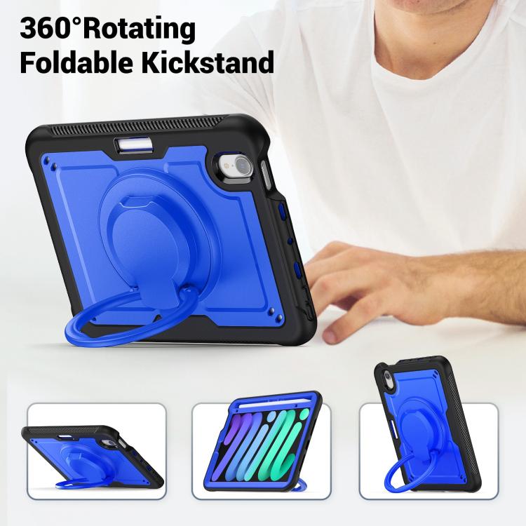 For iPad mini 2024 / mini 6 Honeycomb Hybrid Tablet Case with Handle Holder & Strap