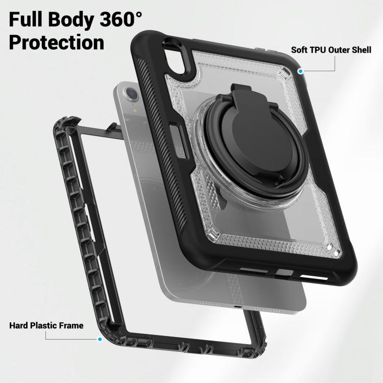 For iPad mini 2024 / mini 6 Honeycomb Hybrid Tablet Case with Handle Holder & Strap
