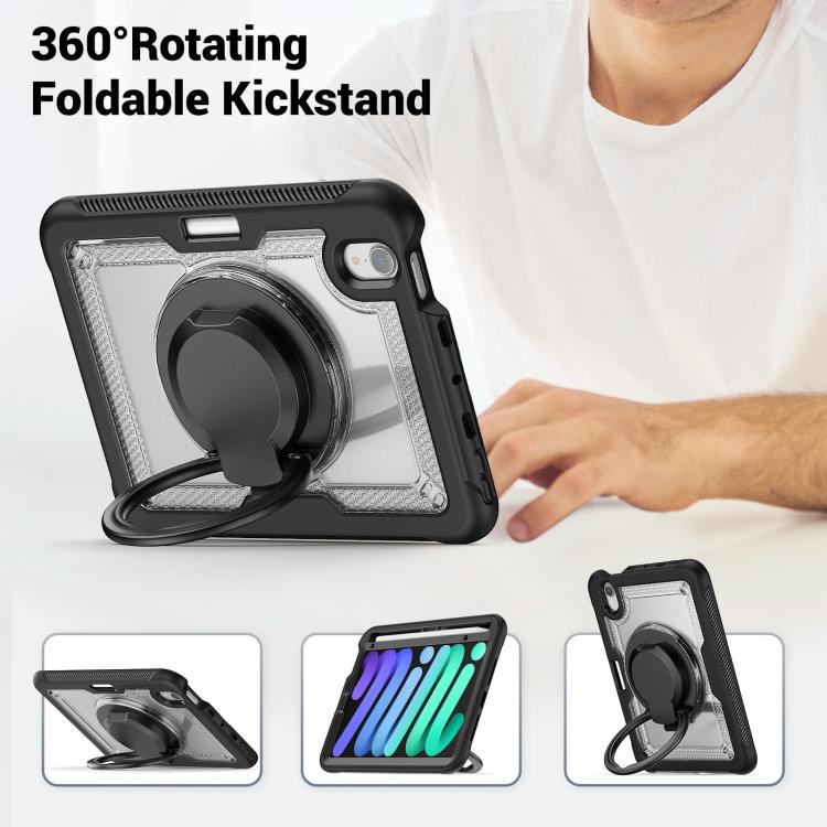 For iPad mini 2024 / mini 6 Honeycomb Hybrid Tablet Case with Handle Holder & Strap