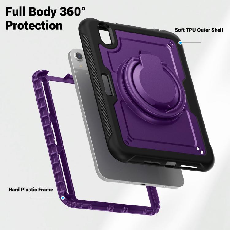 For iPad mini 2024 / mini 6 Honeycomb Hybrid Tablet Case with Handle Holder & Strap