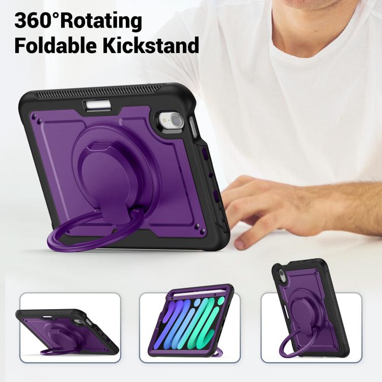 For iPad mini 2024 / mini 6 Honeycomb Hybrid Tablet Case with Handle Holder & Strap