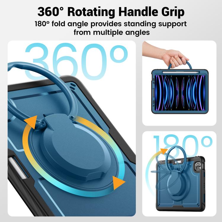 For iPad Pro 11 2022 / Air 10.9 2022 Honeycomb Hybrid Tablet Case with Handle Holder & Strap