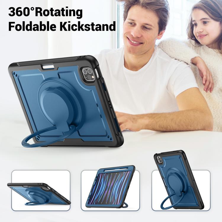 For iPad Pro 11 2022 / Air 10.9 2022 Honeycomb Hybrid Tablet Case with Handle Holder & Strap