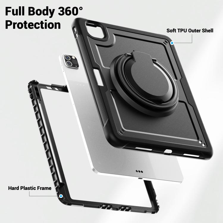 For iPad Pro 11 2022 / Air 10.9 2022 Honeycomb Hybrid Tablet Case with Handle Holder & Strap