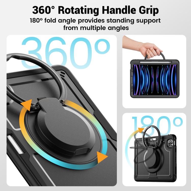 For iPad Pro 11 2022 / Air 10.9 2022 Honeycomb Hybrid Tablet Case with Handle Holder & Strap