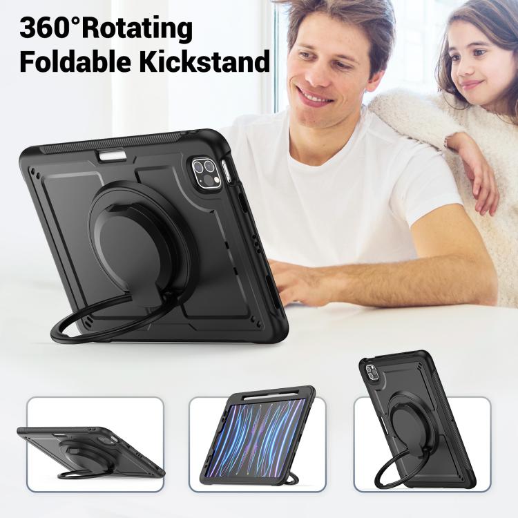 For iPad Pro 11 2022 / Air 10.9 2022 Honeycomb Hybrid Tablet Case with Handle Holder & Strap