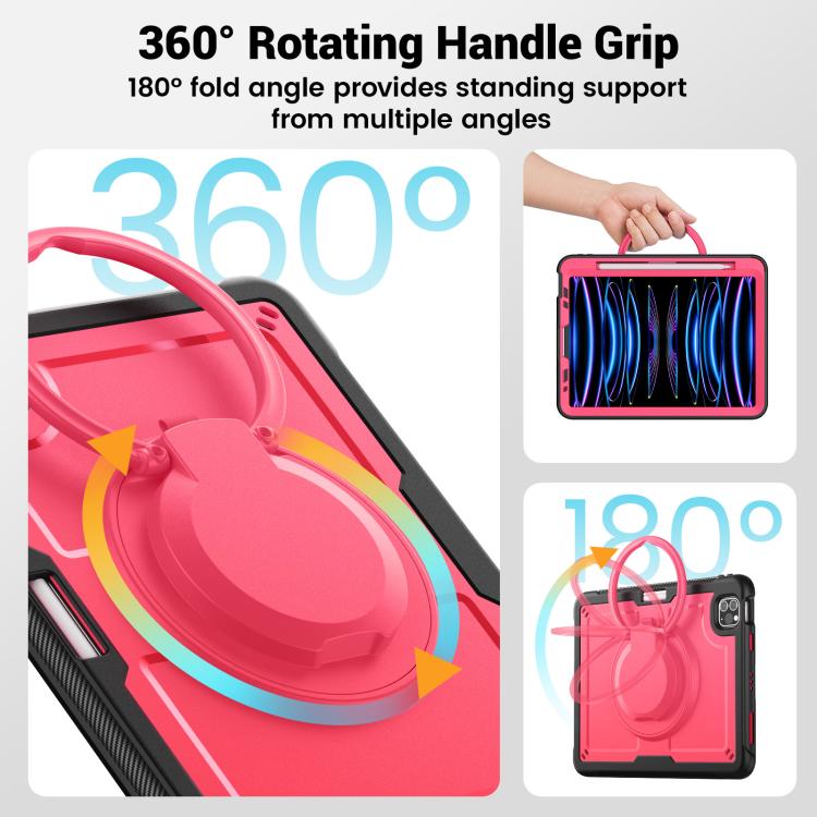 For iPad Pro 11 2022 / Air 10.9 2022 Honeycomb Hybrid Tablet Case with Handle Holder & Strap