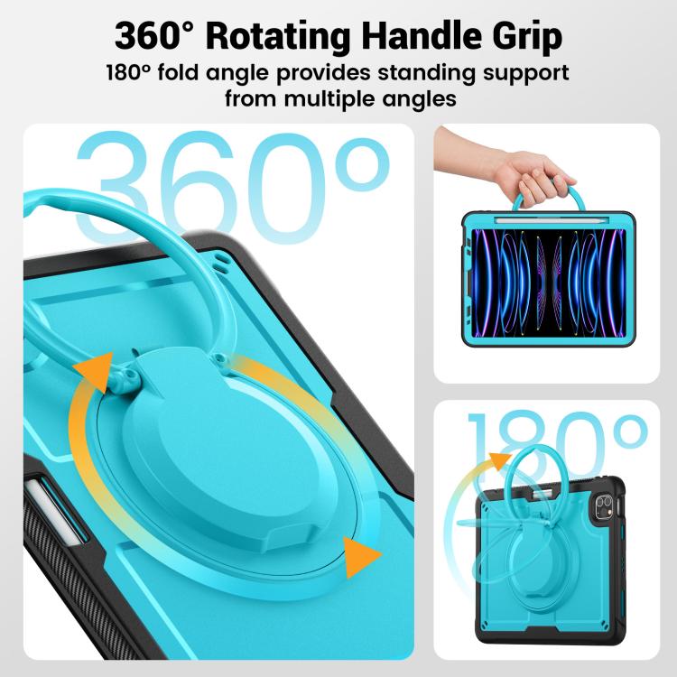 For iPad Pro 11 2022 / Air 10.9 2022 Honeycomb Hybrid Tablet Case with Handle Holder & Strap