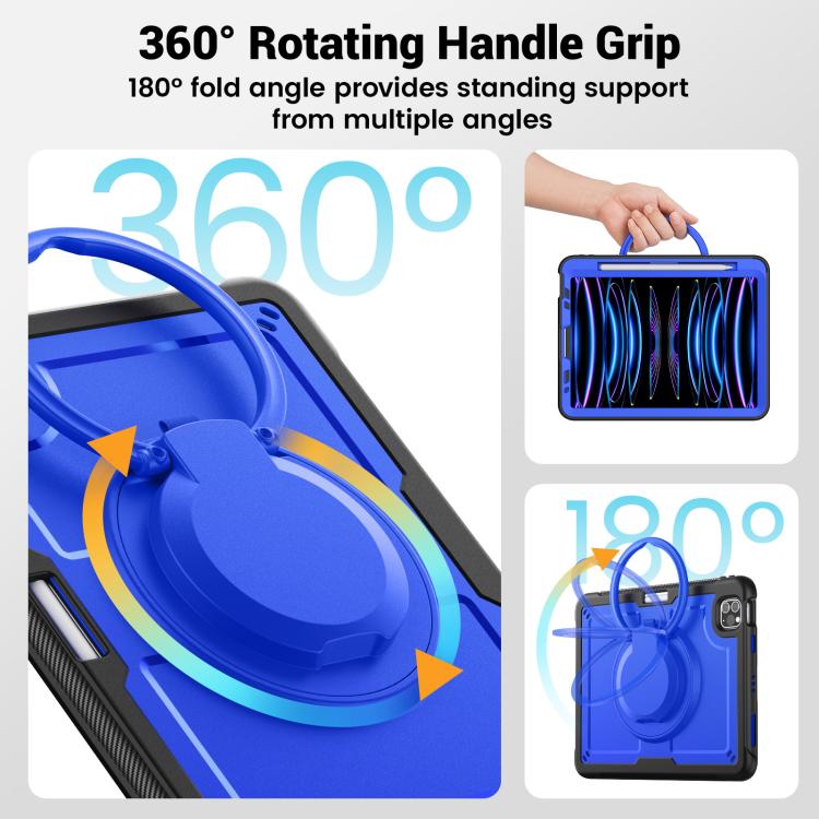 For iPad Pro 11 2022 / Air 10.9 2022 Honeycomb Hybrid Tablet Case with Handle Holder & Strap
