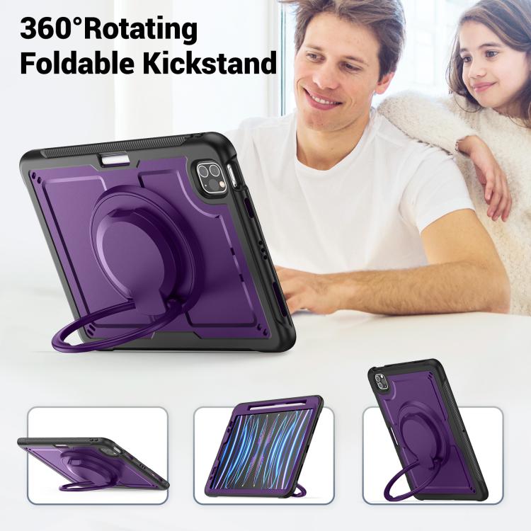 For iPad Pro 11 2022 / Air 10.9 2022 Honeycomb Hybrid Tablet Case with Handle Holder & Strap