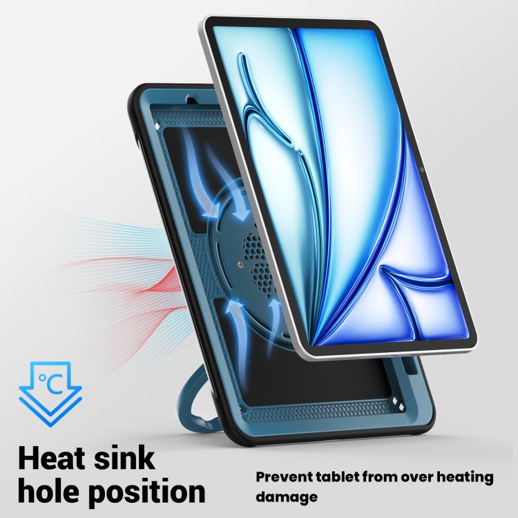 For iPad Air 11 2026 / 2025 / 2024 Honeycomb Hybrid Tablet Case with Handle Holder & Strap