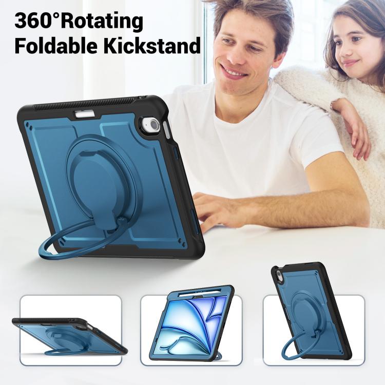 For iPad Air 11 2026 / 2025 / 2024 Honeycomb Hybrid Tablet Case with Handle Holder & Strap