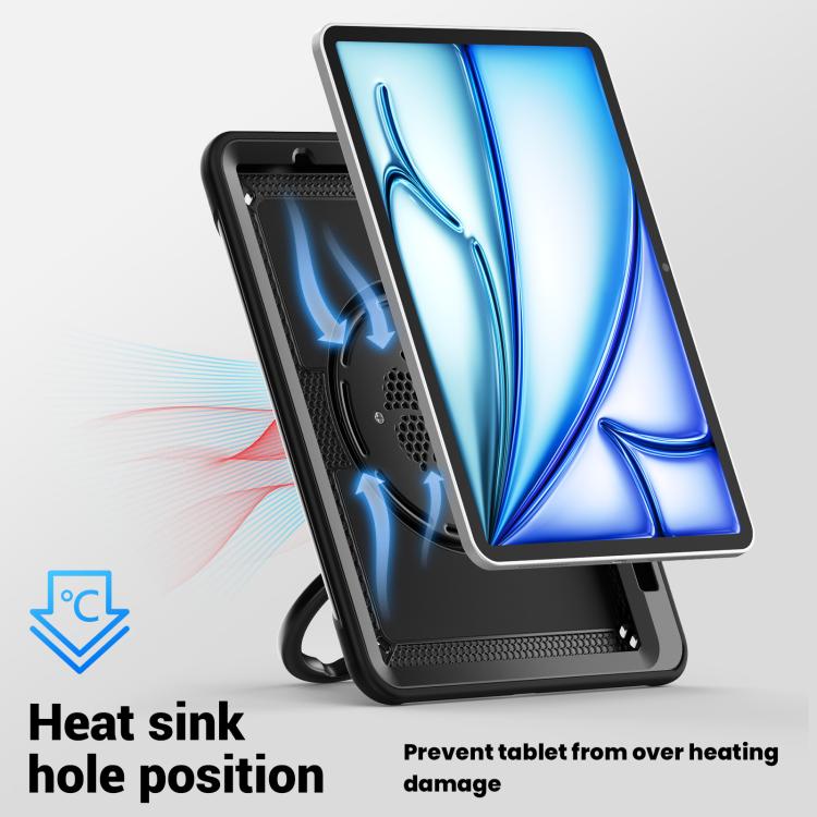 For iPad Air 11 2026 / 2025 / 2024 Honeycomb Hybrid Tablet Case with Handle Holder & Strap