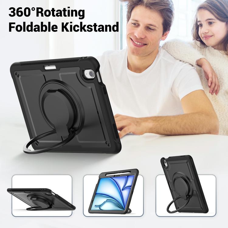 For iPad Air 11 2026 / 2025 / 2024 Honeycomb Hybrid Tablet Case with Handle Holder & Strap
