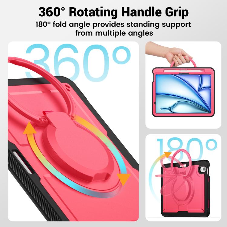 For iPad Air 11 2026 / 2025 / 2024 Honeycomb Hybrid Tablet Case with Handle Holder & Strap