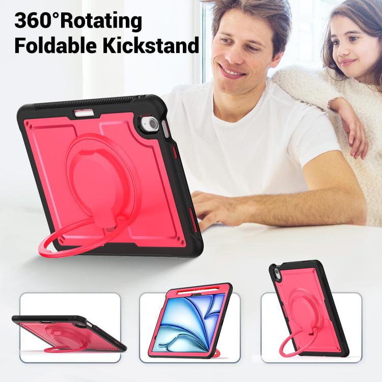 For iPad Air 11 2026 / 2025 / 2024 Honeycomb Hybrid Tablet Case with Handle Holder & Strap