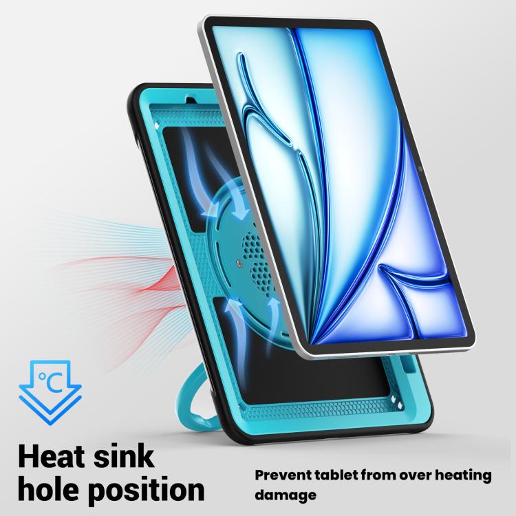 For iPad Air 11 2026 / 2025 / 2024 Honeycomb Hybrid Tablet Case with Handle Holder & Strap