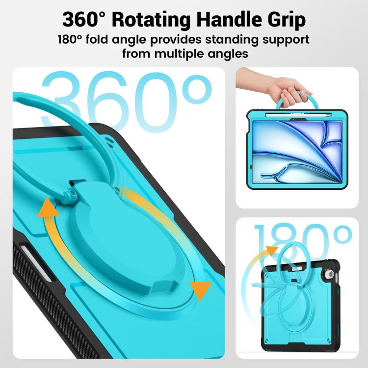 For iPad Air 11 2026 / 2025 / 2024 Honeycomb Hybrid Tablet Case with Handle Holder & Strap