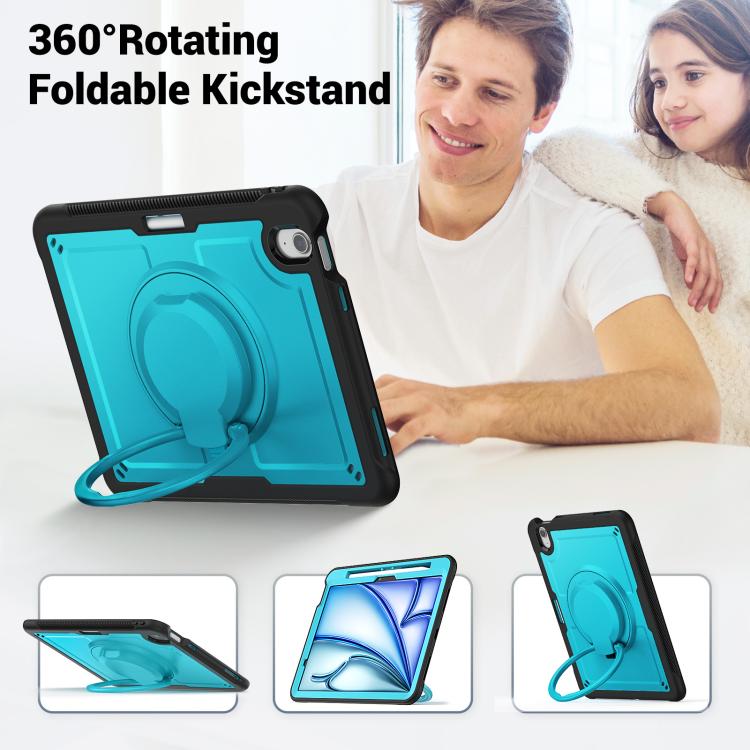 For iPad Air 11 2026 / 2025 / 2024 Honeycomb Hybrid Tablet Case with Handle Holder & Strap