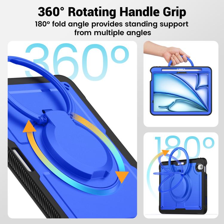 For iPad Air 11 2026 / 2025 / 2024 Honeycomb Hybrid Tablet Case with Handle Holder & Strap