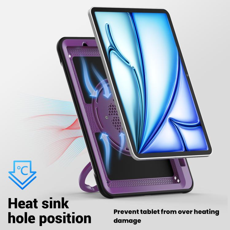 For iPad Air 11 2026 / 2025 / 2024 Honeycomb Hybrid Tablet Case with Handle Holder & Strap