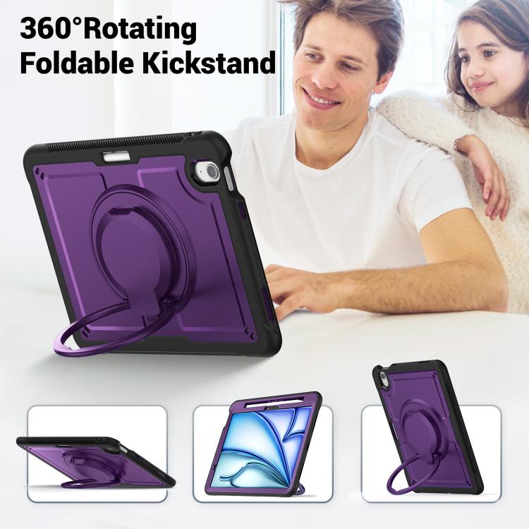 For iPad Air 11 2026 / 2025 / 2024 Honeycomb Hybrid Tablet Case with Handle Holder & Strap