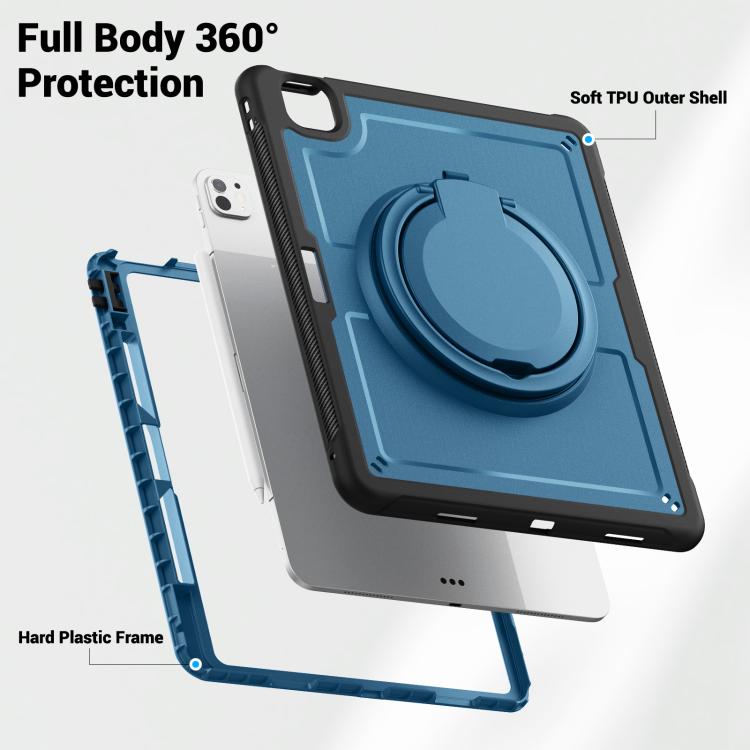 For iPad Pro 13 2025 / 2024 Honeycomb Hybrid Tablet Case with Handle Holder & Strap