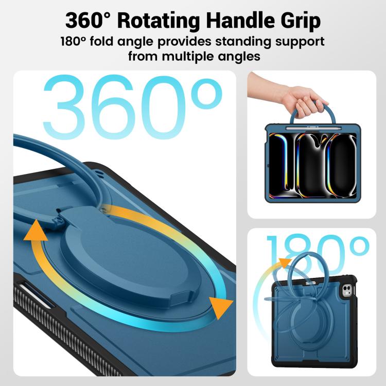 For iPad Pro 13 2025 / 2024 Honeycomb Hybrid Tablet Case with Handle Holder & Strap