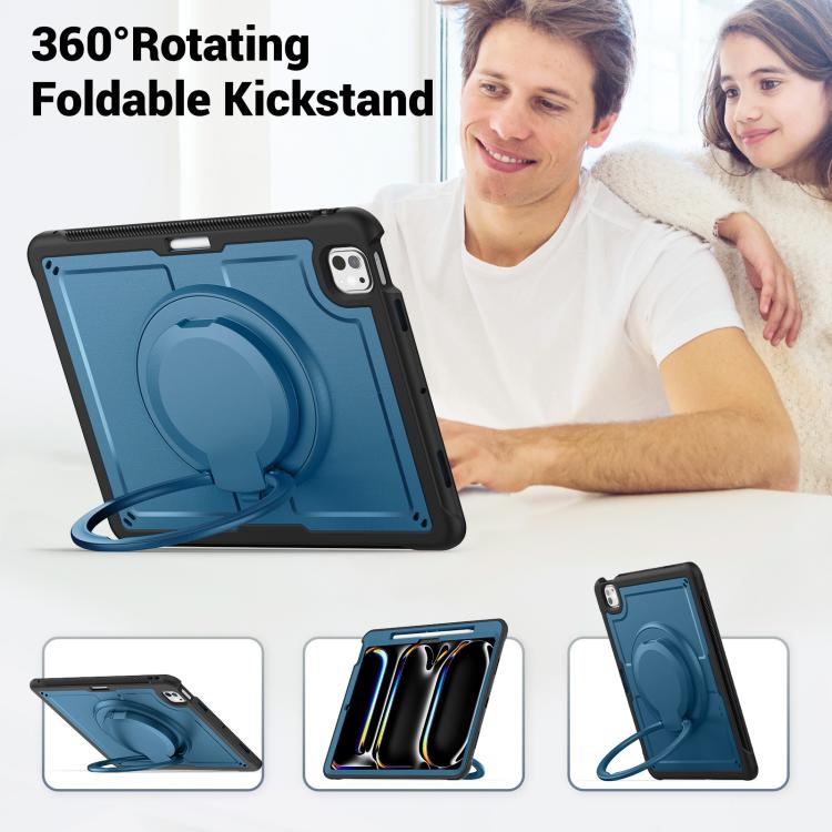 For iPad Pro 13 2025 / 2024 Honeycomb Hybrid Tablet Case with Handle Holder & Strap