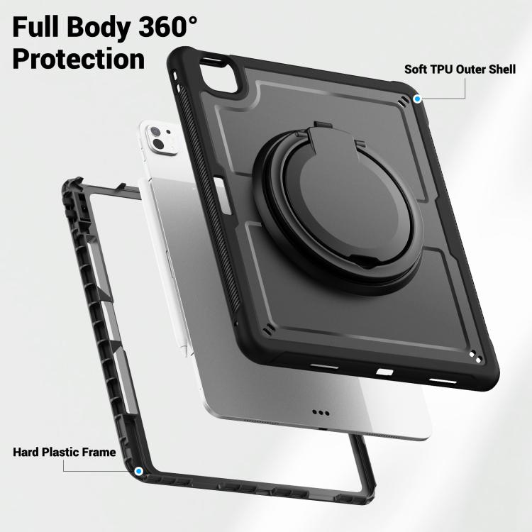 For iPad Pro 13 2025 / 2024 Honeycomb Hybrid Tablet Case with Handle Holder & Strap