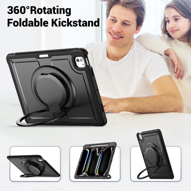 For iPad Pro 13 2025 / 2024 Honeycomb Hybrid Tablet Case with Handle Holder & Strap