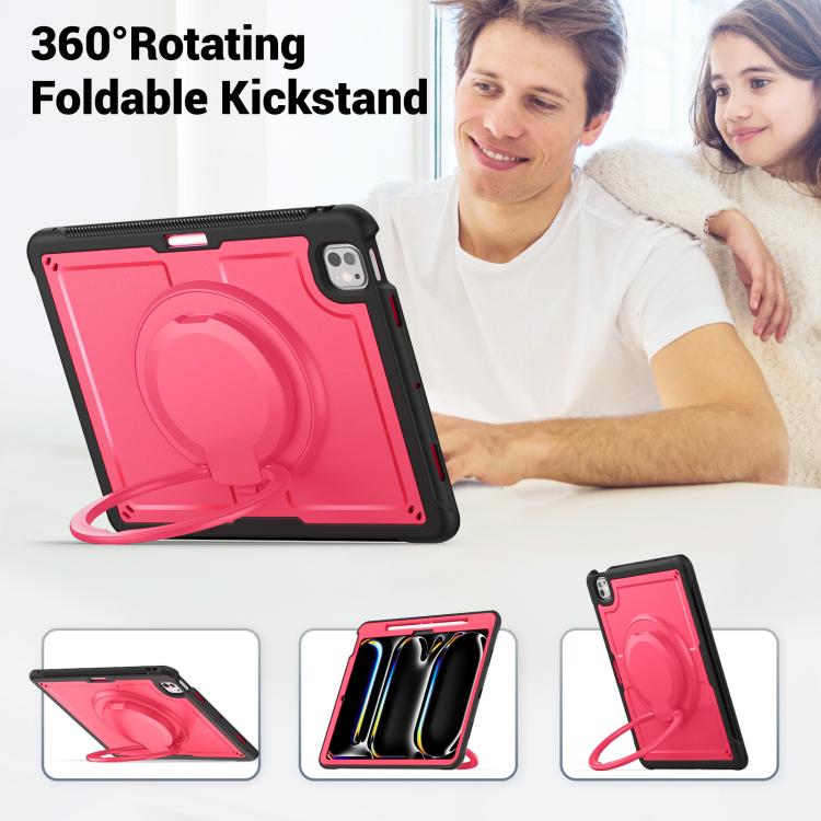 For iPad Pro 13 2025 / 2024 Honeycomb Hybrid Tablet Case with Handle Holder & Strap