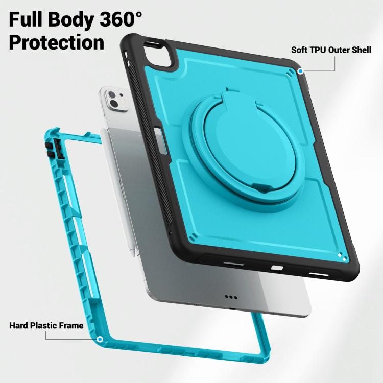 For iPad Pro 13 2025 / 2024 Honeycomb Hybrid Tablet Case with Handle Holder & Strap