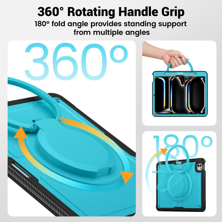For iPad Pro 13 2025 / 2024 Honeycomb Hybrid Tablet Case with Handle Holder & Strap