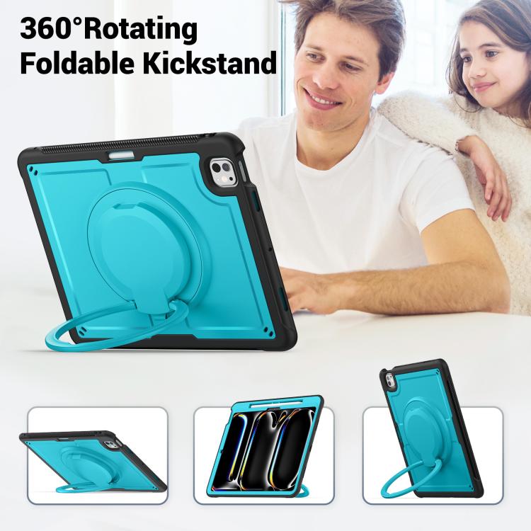 For iPad Pro 13 2025 / 2024 Honeycomb Hybrid Tablet Case with Handle Holder & Strap